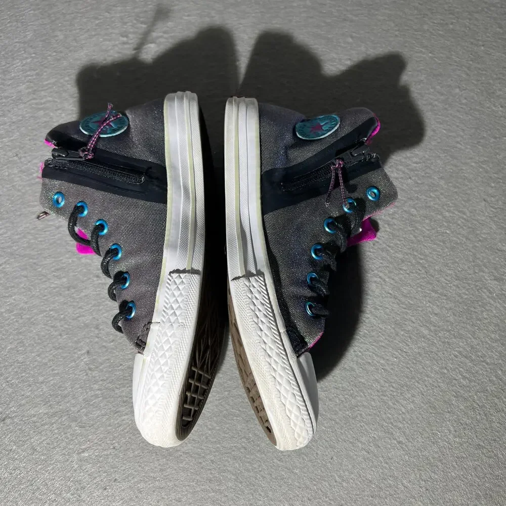 Converse All Star Girls Gray Glitter High Top Sneakers 4